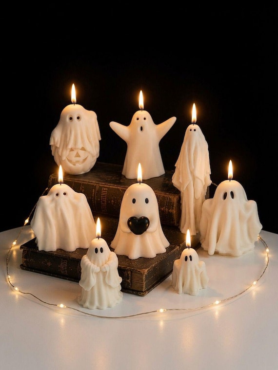 Ghost Candles, Halloween Decor, Thanksgiving Decor, Halloween Candles, Fall Home Decor, Fall Candle, Autumn Candle, Halloween Gift