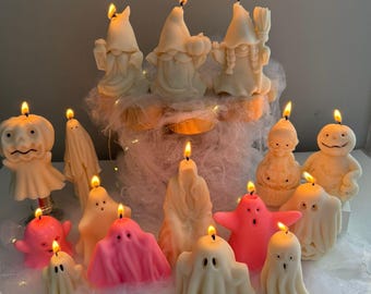 Handmade Halloween Ghost Candle: Natural Soy Wax, Spooky Decor
