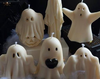 Handmade Ghost Soy Wax Candle: Spooky Halloween Decor