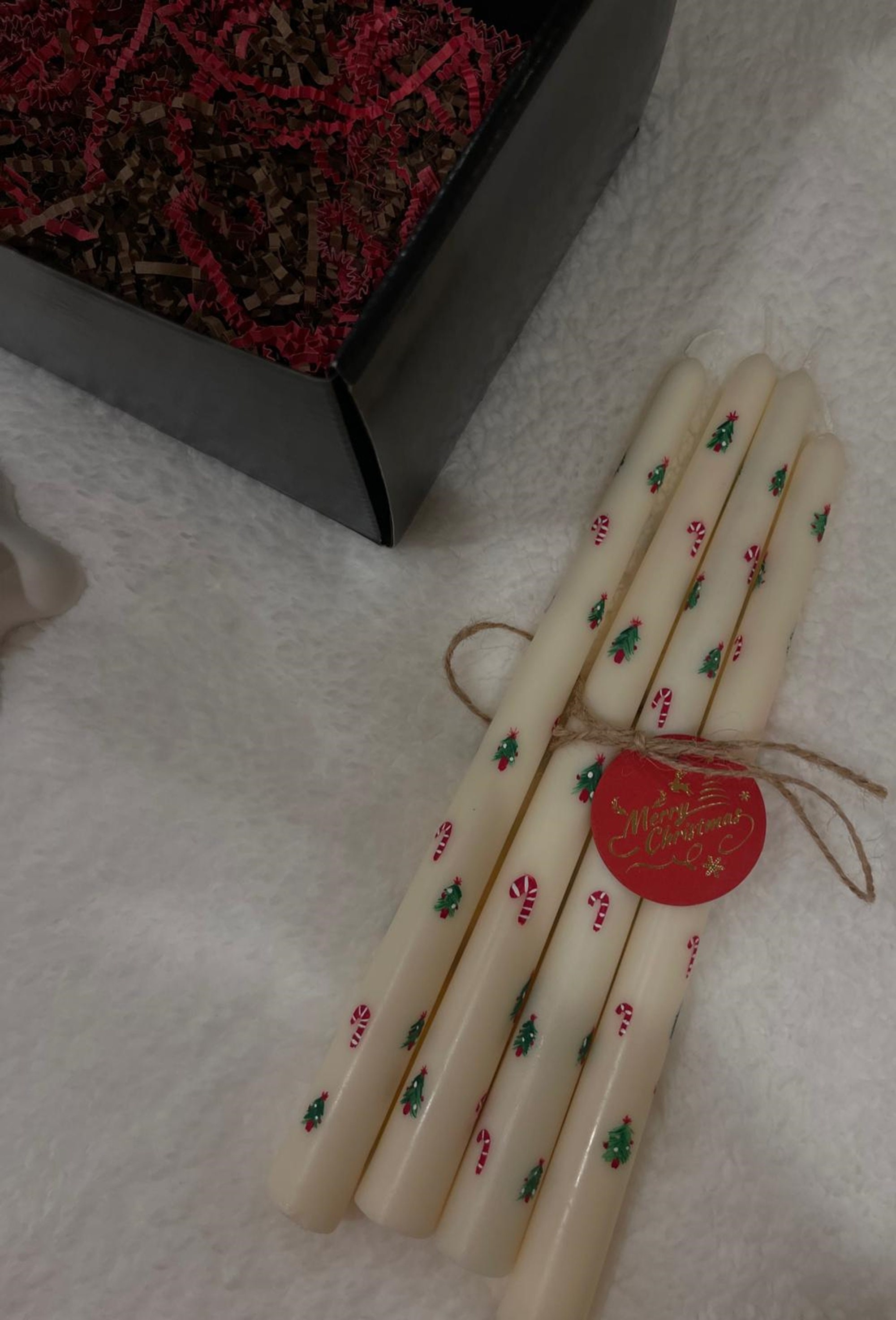 Handmade Set 4 Christmas Taper Candles & Taper Candles , Christmas Gift