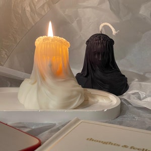 Vailed Lady candle, Shaped candle, sculptural candle, Vailed lady candle, lady candle, Cute pillar candles, Small Virgin Veiled Lady Candle