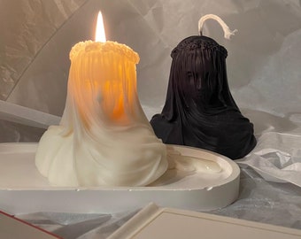 Handmade Veiled Lady Candle, Natural Soy Wax, Sculptural Candle