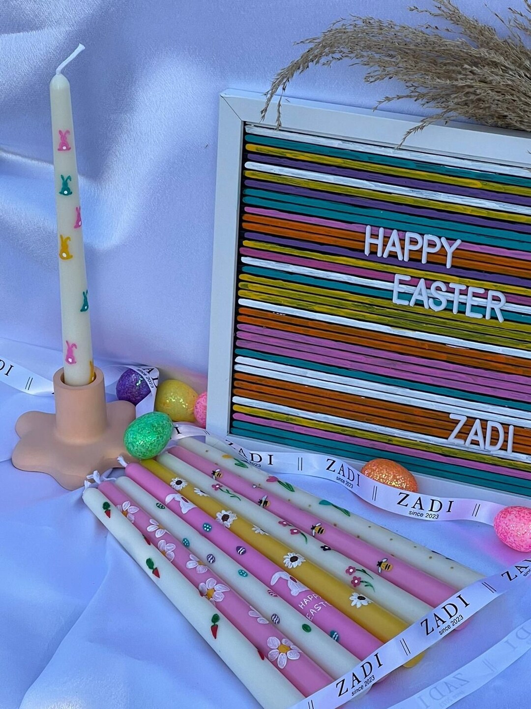 Handmade Taper Candles, Hand Painted Taper Candles, Easter Candles