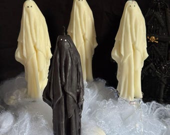 Handmade Ghost Candle, Natural Soy Wax, Halloween Decor