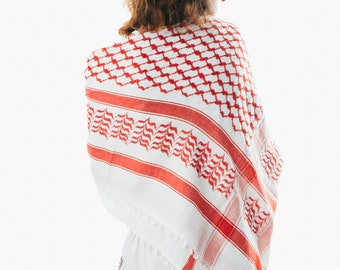 Shemagh Scarf Houndstooth Arab Hatta Muslim Turban Palestenian Arafat Kafiya Keffiyeh 100 % Cotton Head & Neck Wrap with tassles - Unisex