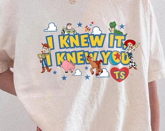 Camiseta vintage "Lo sabía, te conocía", camiseta de amistad de Toy Story 5, camiseta de Woody y Buzz Lightyear, camiseta a juego para la familia de Toy Story de Disneyland