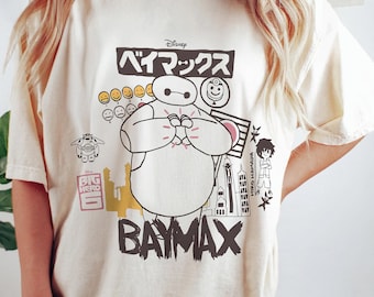 Retro Disney Baymax and Friends Shirt, Big Hero 6 Characters Shirt, Hiro Hamada and Baymax Tee, Disneyland Family 2025 Trip Matching Shirt
