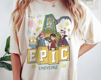 Camiseta retro de Epic Universe, camiseta de viaje familiar a parques Universe 2025, camiseta de Disney, camisetas de Orlando Park Epic Universe, camiseta de Orlando Park 2025