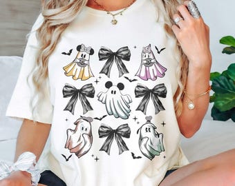 Camisa vintage de Halloween de Disney Ghost Coquette, camisa de Halloween de WDW Disneyland, camisa de Halloween para mujer, camisa de Halloween de Mickey Ghost