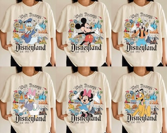 Retro Walt Disney's Disneyland All Characters Shirt, Disneyland Shirt, Personalized Disney Tee, Disney Family Trip Shirt, Mickey and Friends