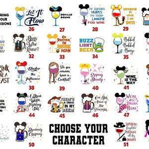 Disney Characters Drinking Shirt, Princess, Mickey & Friends, Star Wars, Epcot 2026 Tee image 2