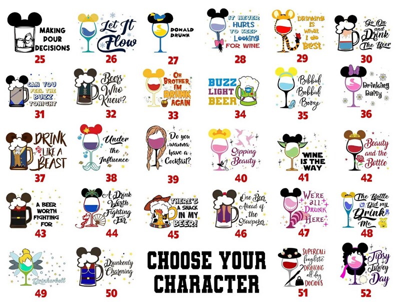 Disney Characters Drinking Shirt, Princess, Mickey & Friends, Star Wars, Epcot 2026 Tee image 2
