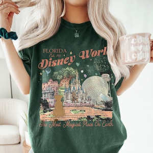 Custom Disneyworld Family Shirts, Retro Mickey And Friends Shirts, Disney Character Shirt, Walt Disneyworld Tee, Disney 2026 Trip Tee Forest Green