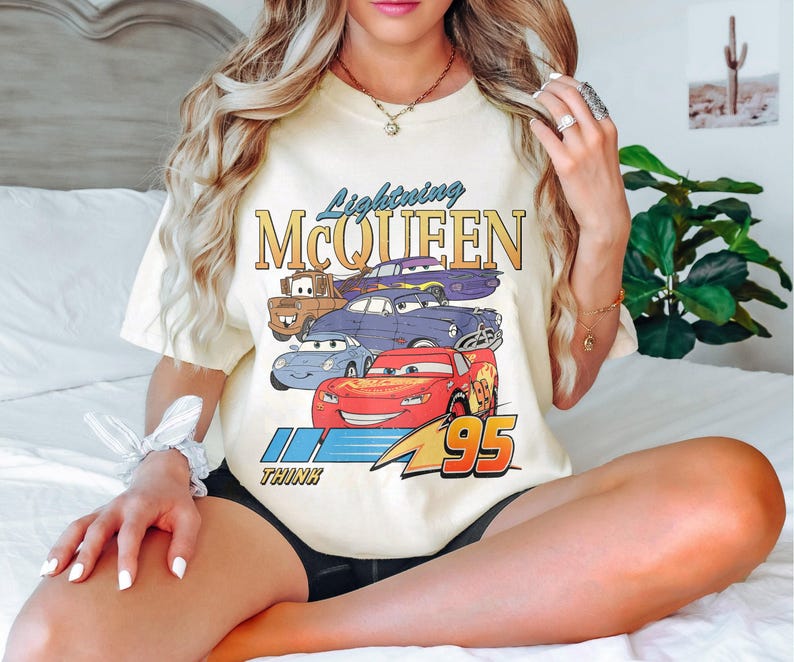 Vintage Comfort Colors Disney Pixar Cars Lightning McQueen Shirt, Lightning McQueen Shirt, Cars Matching Shirt, Disney Trip Shirt