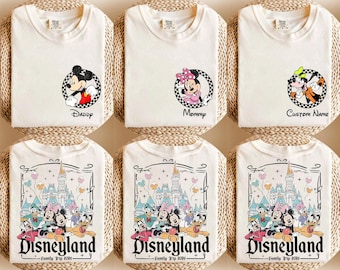 Camisetas personalizadas de Mickey y sus amigos de Disneyland, camisetas personalizadas con nombre de la familia Disney 2026, camisetas retro de viaje a Disneyland, camisetas de vacaciones familiares Disney