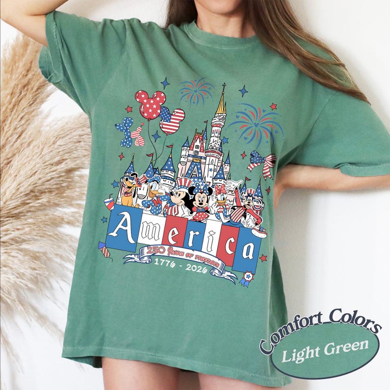 Mickey and Friends Patriotic Disney 4th of July Boxy Tee TShirt, WDW Disney Family 250th Anniversary America, Red White and Blue USA Tee image 6