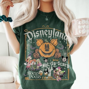 Retro Disney Halloween-tröja, Disneyworld Est. 1971 T-shirt, Musse Piggs Inte Så Läskiga Partytopp, Hokus Pokus T-shirt, Läskig Halloween-festoutfit Forest/ Blue Spruce