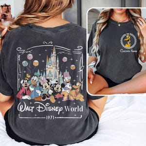 Custom 2 Sided Mickey And Friends Shirt, Retro All Characters Disney 2026 Est 1971 Charcoal/Pepper