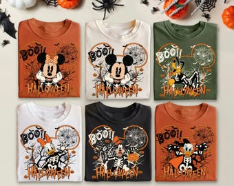 Vintage Disney Halloween All Characters Shirts, Mickey And Friends Halloween Shirt, Halloween Party Shirt, Disney Family Halloween Shirts