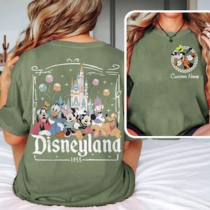 Custom Name Disneyland Family Shirt, Mickey and Friends Trip Tee MilitaryGreen/Moss