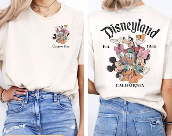 Vintage Custom Text Disneyland California Shirt, Retro Disneyland Est 1955, Disney Vacation Shirt, Mickey And Friends Shirt, Disney Trip Tee