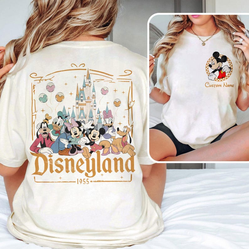 Custom Name Disneyland Family Shirt, Mickey and Friends Trip Tee Sand/Ivory/Natural