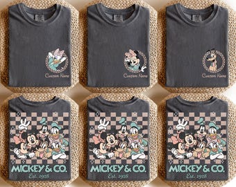 Camisetas personalizadas de Mickey y compañía con todos los personajes, camiseta de Mickey y sus amigos, camiseta familiar a juego, camiseta de Mickey a cuadros, camiseta de vacaciones familiares de Disney