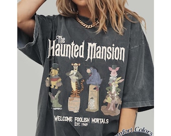 Vintage Disney Haunted Mansion Shirt, Pooh And Friends Halloween Shirt, Welcome Foolish Mortals Tee, Disney Halloween Family Trip Tee