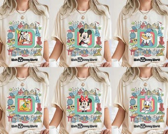 Camiseta de Walt Disney World, camiseta retro de Mickey y sus amigos, camiseta personalizada de personajes de Disney, camiseta de vacaciones familiares de Disney, ropa del Reino Mágico.