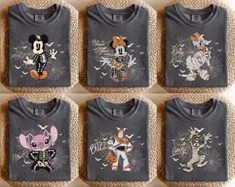 Custom Retro Disney All Characters Halloween Shirt, Disney Characters Checkered Halloween 2026 Tee, WDW Disneyworld Halloween Shirt