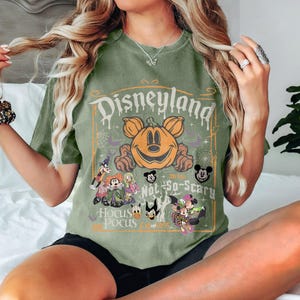 Retro Disney Halloween-tröja, Disneyworld Est. 1971 T-shirt, Musse Piggs Inte Så Läskiga Partytopp, Hokus Pokus T-shirt, Läskig Halloween-festoutfit MilitaryGreen/Moss