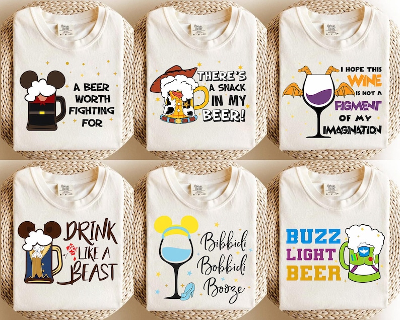 Disney Characters Drinking Shirt, Princess, Mickey & Friends, Star Wars, Epcot 2026 Tee image 1