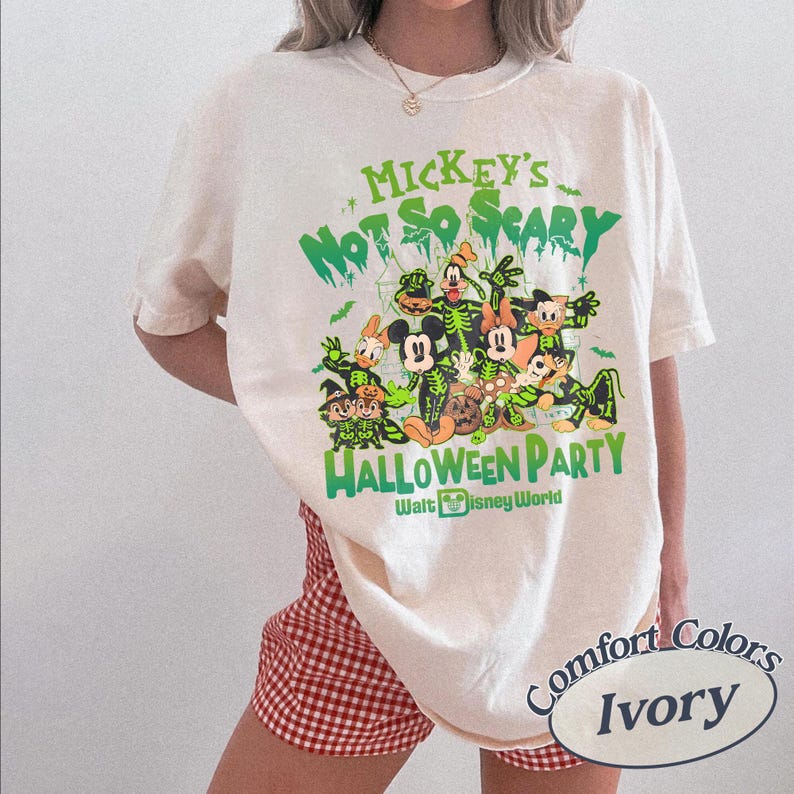 Mickey's Not So Scary Halloween Party 2026 Skelett Komfort Farben Shirt Familie, Hemden Sand/Ivory/Natural