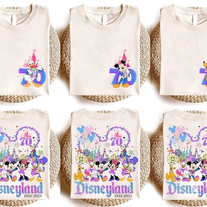 Vintage Disneyland 70th Anniversary 2 Sided Shirt, Disneyland 1955 Tee, Mickey And Friends Family Matching Shirt, Retro Disney Trip Tee