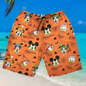 Vintage Mickey & Friends Signatures Halloween Hawaiiskjorta, Musse Piggs Inte Så Läskiga Halloween Hawaiiskjorta, Sommar Disneylandskjorta bild 7