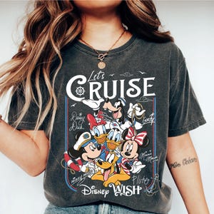 Disney Mickey and Friends Let's Cruise Line Shirt, Family Cruise Vacation 2026 Matching Tees DarkHeather/Pepper