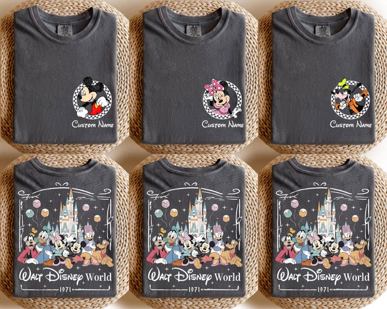 Custom Name 2 Sided Mickey And Friends Shirt, All Characters Disney Family 2025 Shirt, Disneyworld Trip Tee, Disneyworld Est 1971 Shirt DarkHeather/Pepper