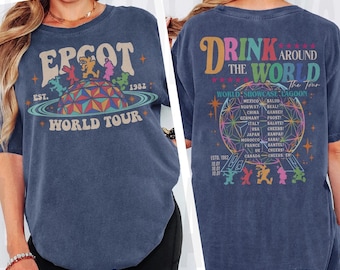 Camiseta retro de Epcot "Bebida alrededor del mundo", camiseta vintage de Epcot "Bebida alrededor del mundo", camiseta de Disney Epcot 1982, camiseta de Epcot "Bebida alrededor del mundo"
