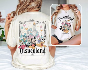 Retro Disneyland Kalifornien 2-sidig skjorta, Disneyland Est 1955 skjorta, Disney semesterskjorta, Musse Pigg och vänner skjorta, Retro Walt Disney skjorta