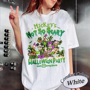 Vintage Mickey's Not So Scary Halloween-feest 2026 Skelet comfortkleuren Shirt familie, shirts White