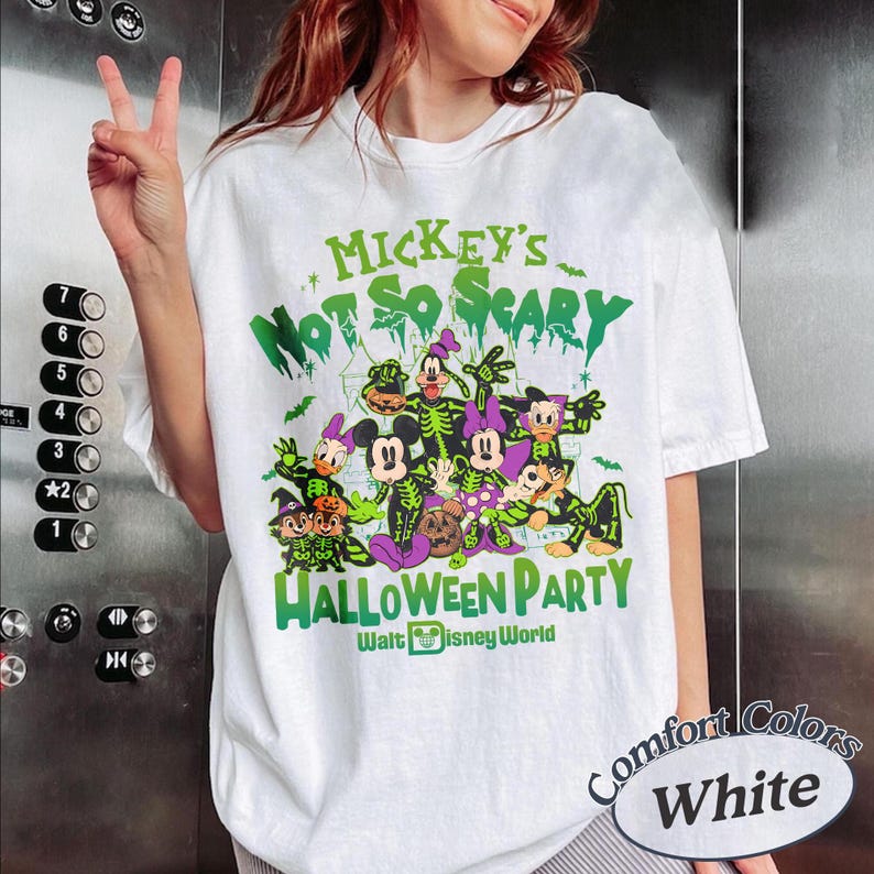 Vintage Mickey's Not So Scary Halloween-feest 2026 Skelet comfortkleuren Shirt familie, shirts White