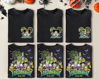 Custom Halloween Party 2025 All Characters Shirt, Vintage Mickey's Not So Scary Shirt, Disney Halloween Shirt, Disney Family Matching Shirt