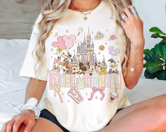 Camiseta con estética de Disneyworld, Camisetas para viajes de chicas a Disney, Camiseta de Mickey y sus amigos, Camisetas para viajes familiares a Disneyworld