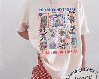 Retro Disney 250th Anniversary USA Shirt, Mickey and Friends 4th of July 2026 Tee, United State Of America Tee, Patriotic Disney Trip Shirt