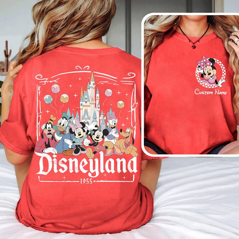 Custom Name Disneyland Family Shirt, Mickey and Friends Trip Tee Red