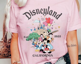 Camiseta vintage de Disneyland California, camiseta de Disneyland fundada en 1955, camiseta de vacaciones de Disney 2025, camiseta de Mickey y sus amigos, camiseta de Walt Disney