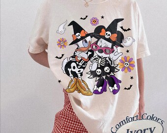 Comfort Colors® Retro Minnie Daisy Halloween Shirt, Spooky Disney Besties, Trick Or Treat 2026 Tee, Disneyland Halloween Matching Trip Shirt