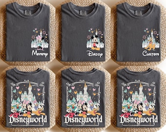 Custom Disneyworld Mickey And Friends Shirt, Custom Name Disney Family 2025 Shirts, Retro Disneyworld Trip Tee, Disney Family Vacation Shirt
