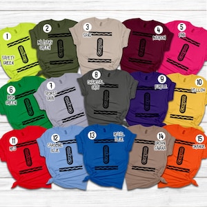 Kleurkrijt bijpassende familieshirts, krijt Halloween-kostuum voor familiegroep T-shirt, kostuumfeestshirt, waskrijt kleur shirt, krijt leraar