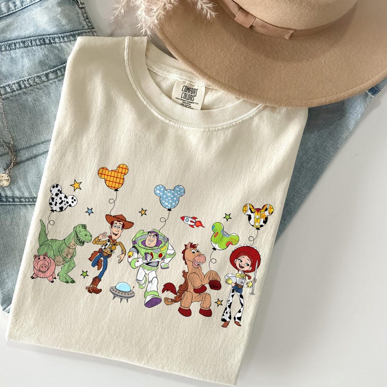 Camiseta con globos de Toy Story de Disney, Camiseta de Toy Story de Disney World, Camiseta familiar de Toy Story de Disney, Camiseta con personajes de películas, Camiseta de regalo de Disney imagen 1